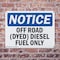 Signmission Off Road Dyed Diesel Fuel Only OSHA Notice Sign, Plastic, 10in W x 7in L, 2PK OS-2PACK-NS-P-710-L-16927 - alternate 4